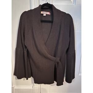 Beyond Threads Chocolate Brown Alpaca Wool Wrap Sweater, S